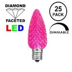 25 Light String Set with Pink LED C9 Bulbs on White Wire