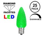 25 Light String Set with Green LED C7 Bulbs on White Wire