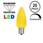 25 Light String Set with Yellow/Gold LED C7 Bulbs on Green Wire