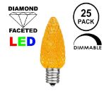 25 Light String Set with Amber/Orange LED C7 Bulbs on Black Wire