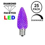 25 Light String Set with Purple LED C7 Bulbs on Brown Wire