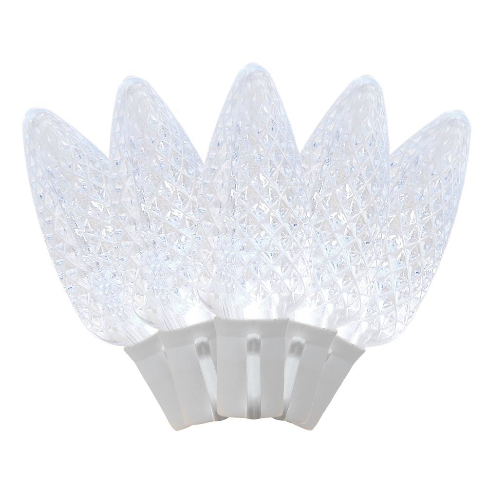 Pure Led Light Set Commerical Grade LED C9 Light Sets with Pure White Bulbs on White Wire ...