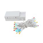 50 LED Battery Operated Lights Multi on White Wire