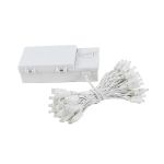 50 LED Battery Operated Lights Pure White on White Wire