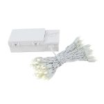 50 LED Battery Operated Lights Warm White on White Wire