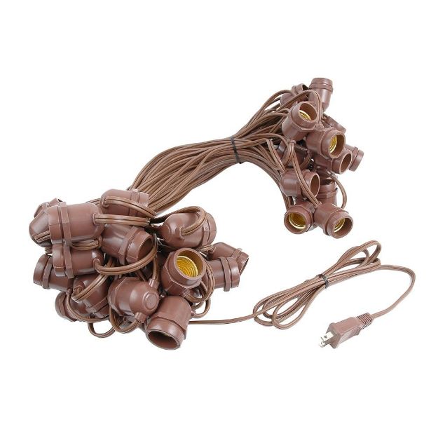 100' e27 Commercial Grade Light String with Brown Wire - Novelty Lights ...