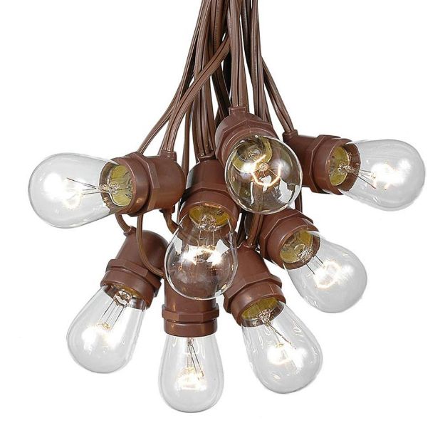 50 Clear S14 Heavy Duty String Light Sets on Brown Wire - Novelty ...