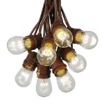 50 LED S14 Warm White Commercial Grade Light String Set on 100' of Brown Wire 
