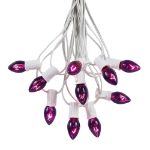 C7 25 Light String Set with Purple Twinkle Bulbs on White Wire