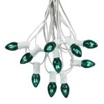 100 C7 String Light Set with Green Bulbs on White Wire
