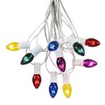 100 C7 String Light Set with Assorted Bulbs on White Wire