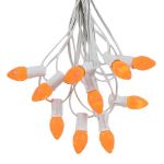100 C7 String Light Set with Orange Ceramic Bulbs on White Wire