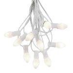 100 C7 String Light Set with White Ceramic Bulbs on White Wire