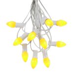 100 C7 String Light Set with Yellow Ceramic Bulbs on White Wire