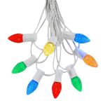 25 Light String Set with Multi LED C7 Bulbs on White Wire