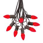 25 Light String Set with Red LED C7 Bulbs on Brown Wire