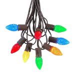 25 Light String Set with Multi Colored LED C7 Bulbs on Brown Wire