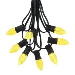 25 Light String Set with Yellow LED C7 Bulbs on Black Wire