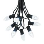 25 Light String Set with Pure White LED C7 Bulbs on Black Wire