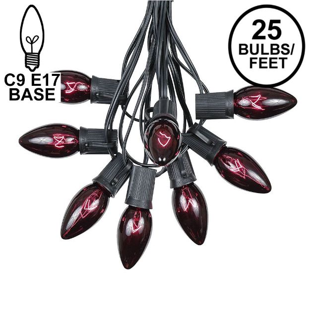 25 Twinkling C9 Christmas Light Set - Black Light Purple - Black Wire