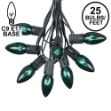 25 Twinkling C9 Christmas Light Set - Green - Black Wire