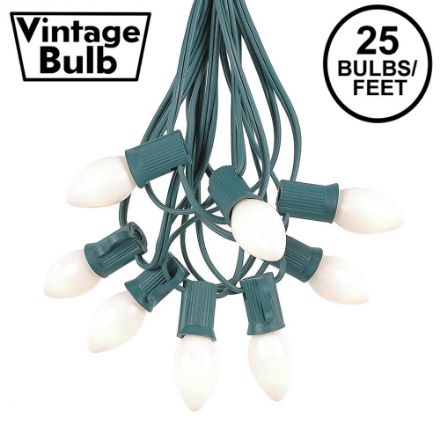 Red Ceramic C7 Outdoor String Light Set On Green Wire - Novelty Lights ...