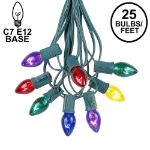 C7 25 Light String Set with Multi-Colored Twinkle Bulbs on Green Wire