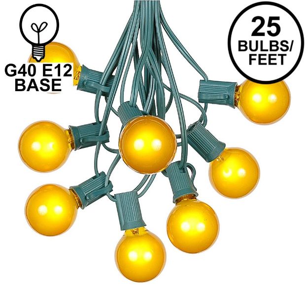 25 G40 Globe String Light Set with Yellow Bulbs on Green Wire