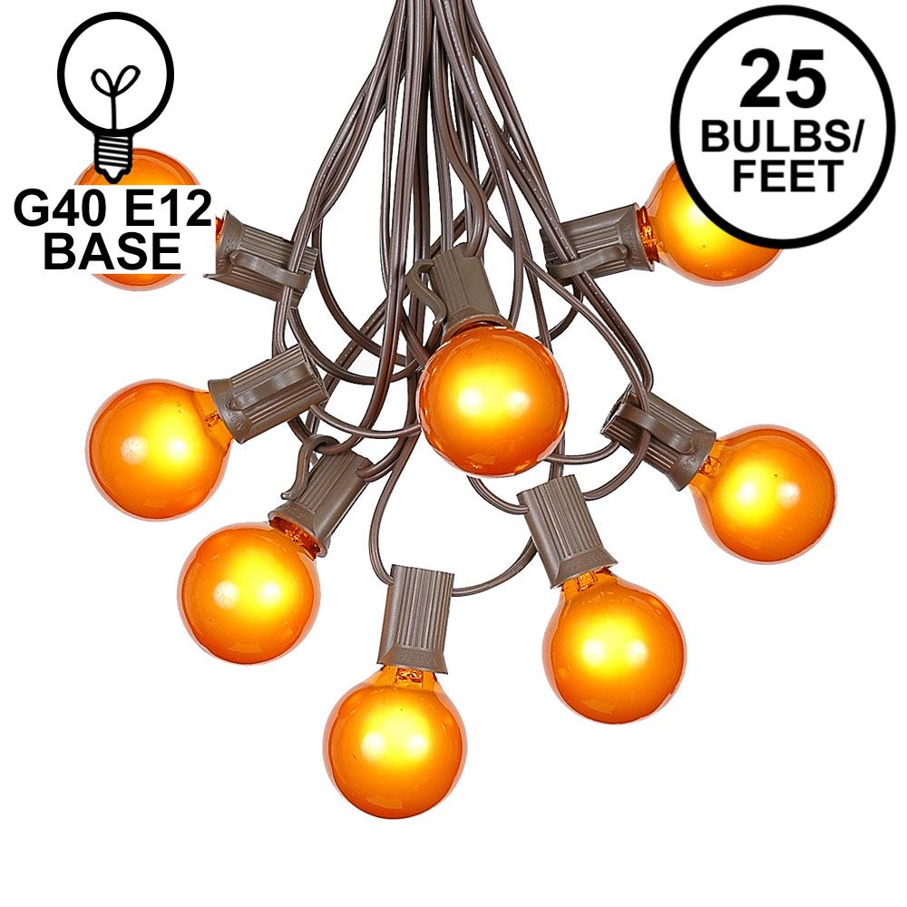 Orange G40 Globe/Round Outdoor String Light Set on Brown Wire Novelty
