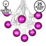 25 G40 Globe String Light Set with Purple Satin Bulbs on White Wire