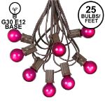 25 G30 Globe Light String Set with Purple Satin Bulbs on Brown Wire