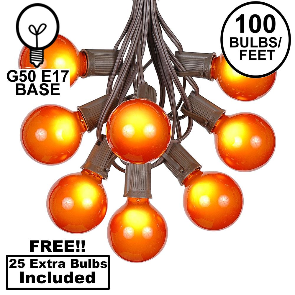 Christmas Lights Novelty Lights100 Orange G50 Globe String Light Set