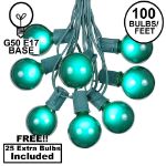 100 G50 Globe Light String Set with Green on Green Wire