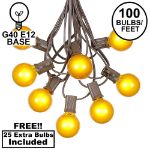 100 G40 Globe String Light Set with Yellow Bulbs on Brown Wire