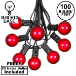 100 G40 Globe String Light Set with Red Bulbs on Black Wire