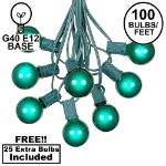 100 G40 Globe String Light Set with Green Bulbs on Green Wire