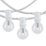 25 Warm White LED G30 Commercial Grade Candelabra Base Light Set - White Wire