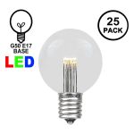 25 Warm White LED G50 Commercial Grade Intermediate Base Light Set - White Wire