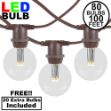 80 Warm White LED G50 Commercial Grade Intermediate Base Light Set - Brown Wire