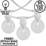 80 Clear G50 Commercial Grade Intermediate Base Light Set - White Wire