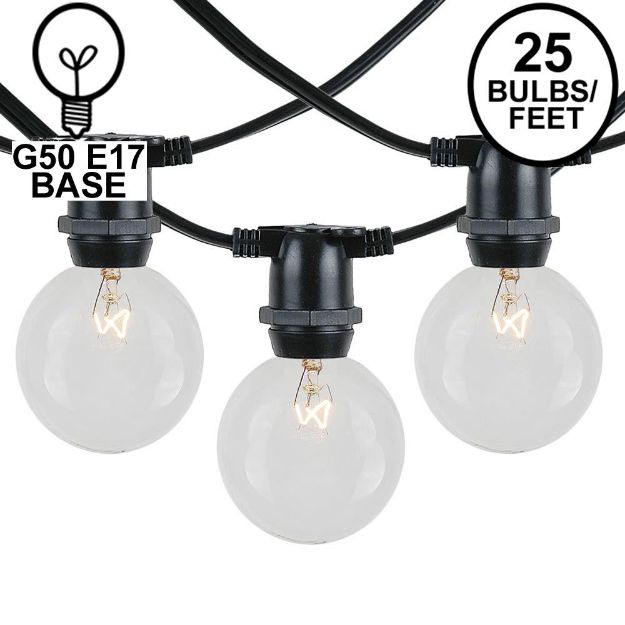 25 Clear G50 Commercial Grade Intermediate Base Light Set
