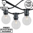 100 Clear G40 Commercial Grade Candelabra Base Light Set - Black Wire