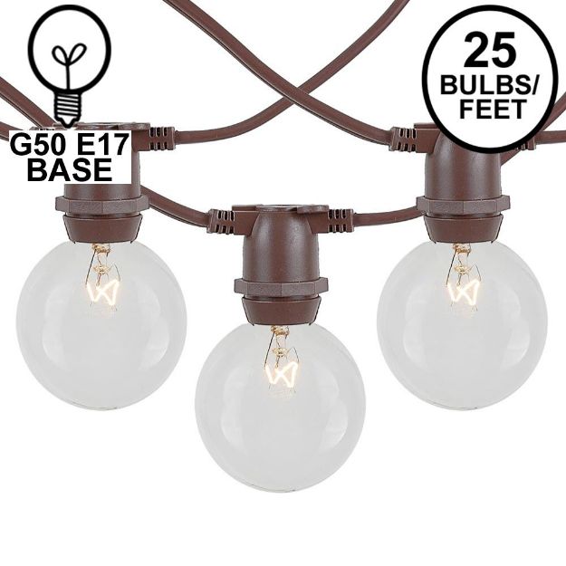 25 Clear G50 Commercial Grade Intermediate Base Light Set - Brown Wire