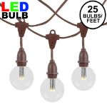 25 Warm White G50 LED Suspended Commercial Grade Intermediate Base Light Set - Brown Wire