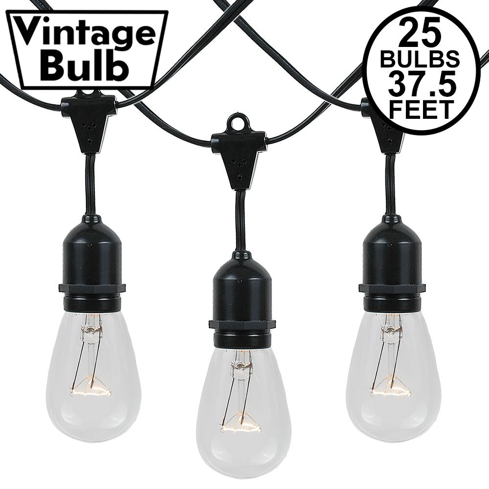 37.5 Foot S14 Suspended Edison Outdoor Market Patio String Lights, 25 S14 Bulbs - Picture 7 of 18
