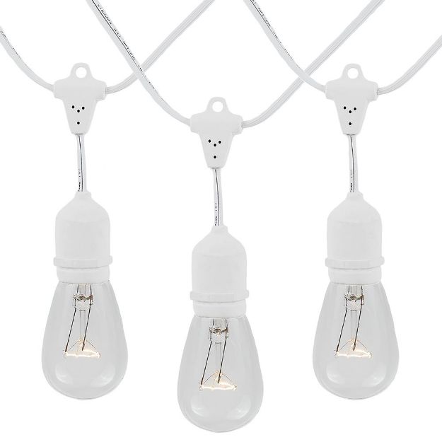 25 Clear S14 Heavy Duty Suspended String Light Sets on White Wire ...