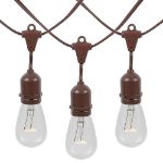 25 Clear S14 Commercial Grade Suspended Light String Set on 37.5' of Brown Wire 