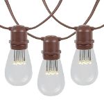 50 LED S14 Warm White Commercial Grade Light String Set on 100' of Brown Wire 