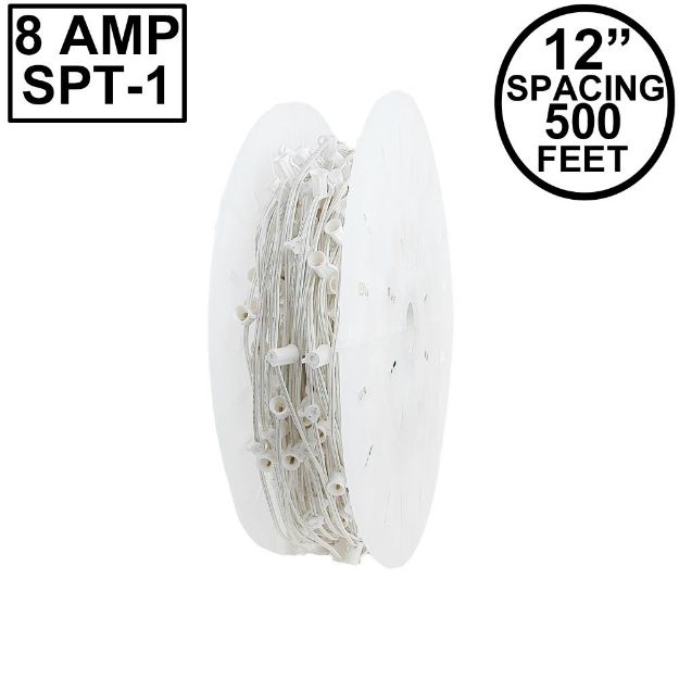 C7 500' Spool 12" Spacing 8 Amp White Wire