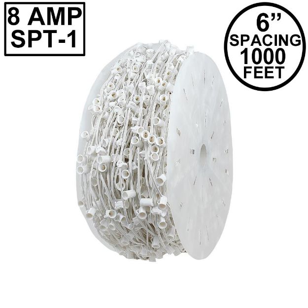 Novelty Lights Select C7 1000' Spool 6" Spacing 8 Amp White Wire